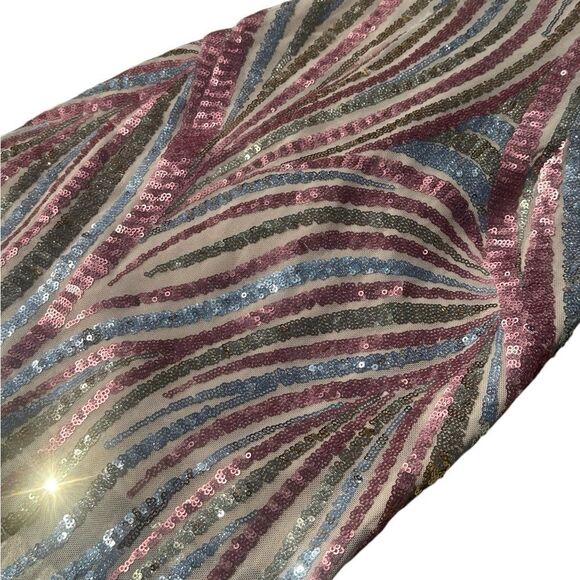 Selfie Leslie Karma Long Sleeve Keyhole Back Pink & Gold Sequin Dress Size XS - Picture 5 of 13